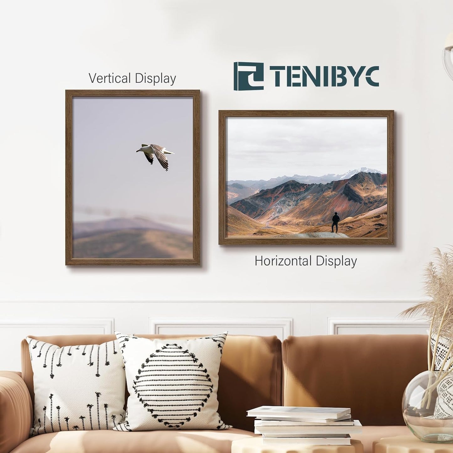 18x24 Poster Frame 3 Pack - Brown Woodgrain, Wood Picture frame, Gallery Picture Frame - Wall Hanging