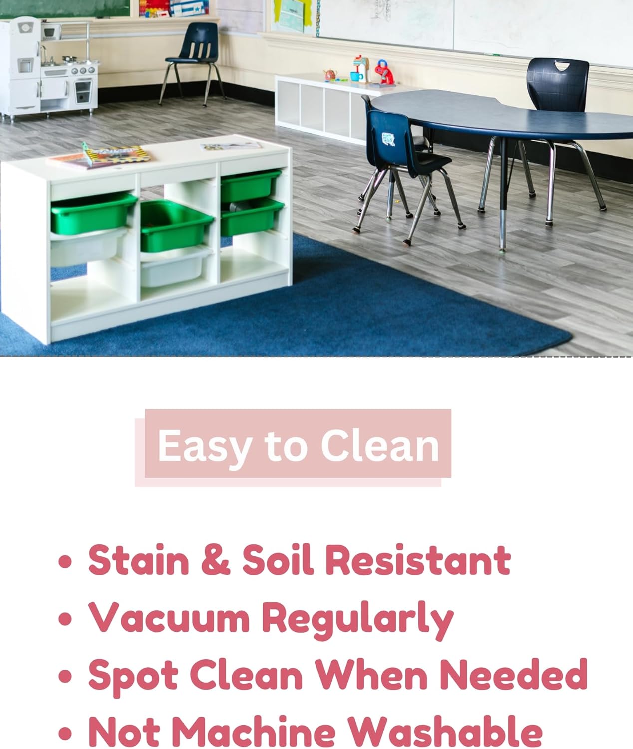 KOECKRITZ Soft and Colorful Kids Classroom Area Rugs (Passes Flammability Pill Test) Many Sizes and Bright Colors to Select from (7' x 9', Royal)