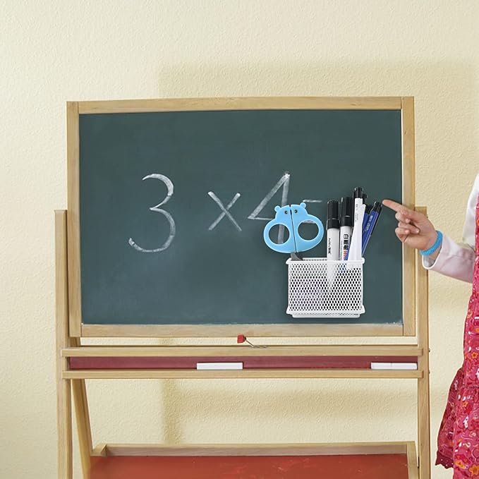 dedoot 2 Pack Pen Holder, 3.45x2.3x2.6inch Magnetic Basket Locker Organizer Metal Mesh Pencil Memo Holder for Whiteboard, Fridge, Desk, Offices,White