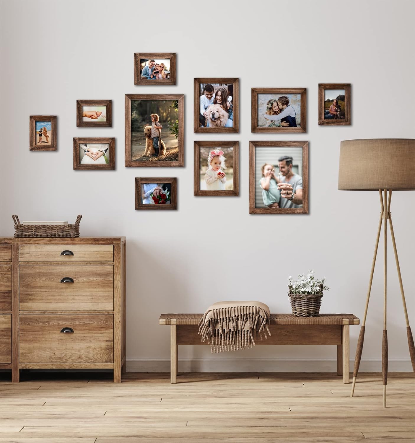 Yaetm-4x6 Picture Frame Set of 2, Natural Solid Wood Distressed Photo Frame, Display On Tabletop And Wall, High Definition Real Glass, Carbonized Black (2 pack)