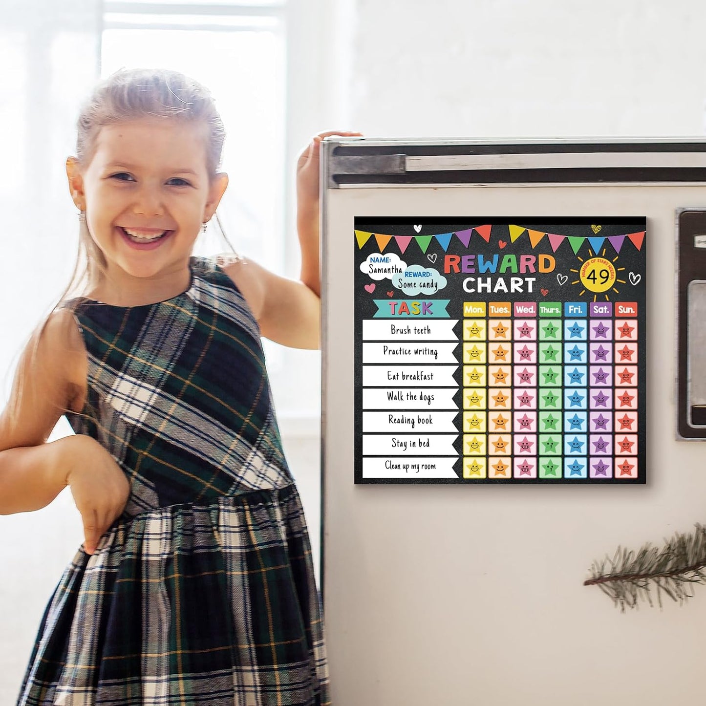 Reward Chart for Kids,Magnetic Behavior Chore Chart for Kids at Home,26 Black Chore Charts,1960 Star Stickers,56 Reward Stickers,Incentive Chore Chart to Develop Responsibility and Good Habits