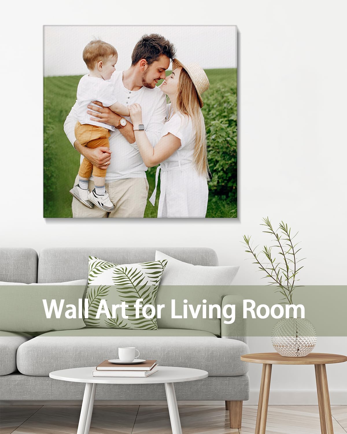 Personalized Custom Canvas Wall Art, Custom Canvas Prints with Your Photos for Living Room, Bedroom, Wedding Pet Baby Family Photo Framed Wall Art, Customized Photo Gift for Family,Friend,Lover,Pet (36L" x 36W")