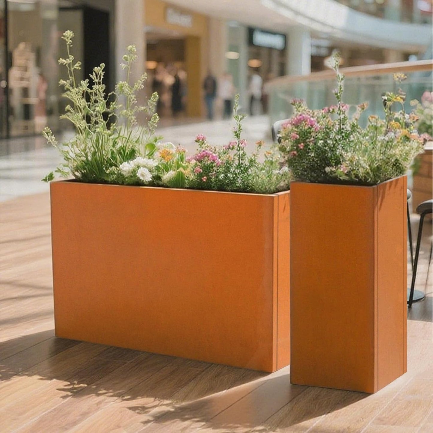 Corten Steel Metallic Heavy Planter for Outdoor Plants 24"x10"x24" Metal Planter Spliced Flower Pot with Partitions for Outside,Indoor,Garden (Corten, 24 * 10 * 24)