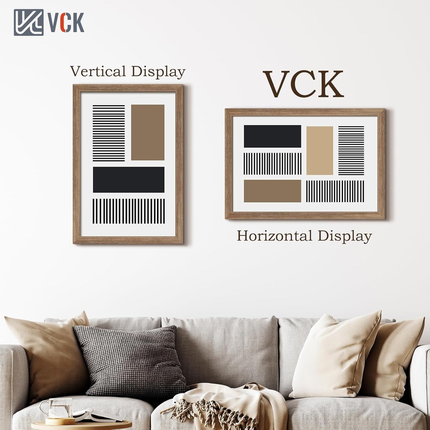 VCK 16x24 Frame 3 Pack - Brown Walnut, Natural Textured Solid Wood Poster Picture Frame, Wall Mounting Hanging