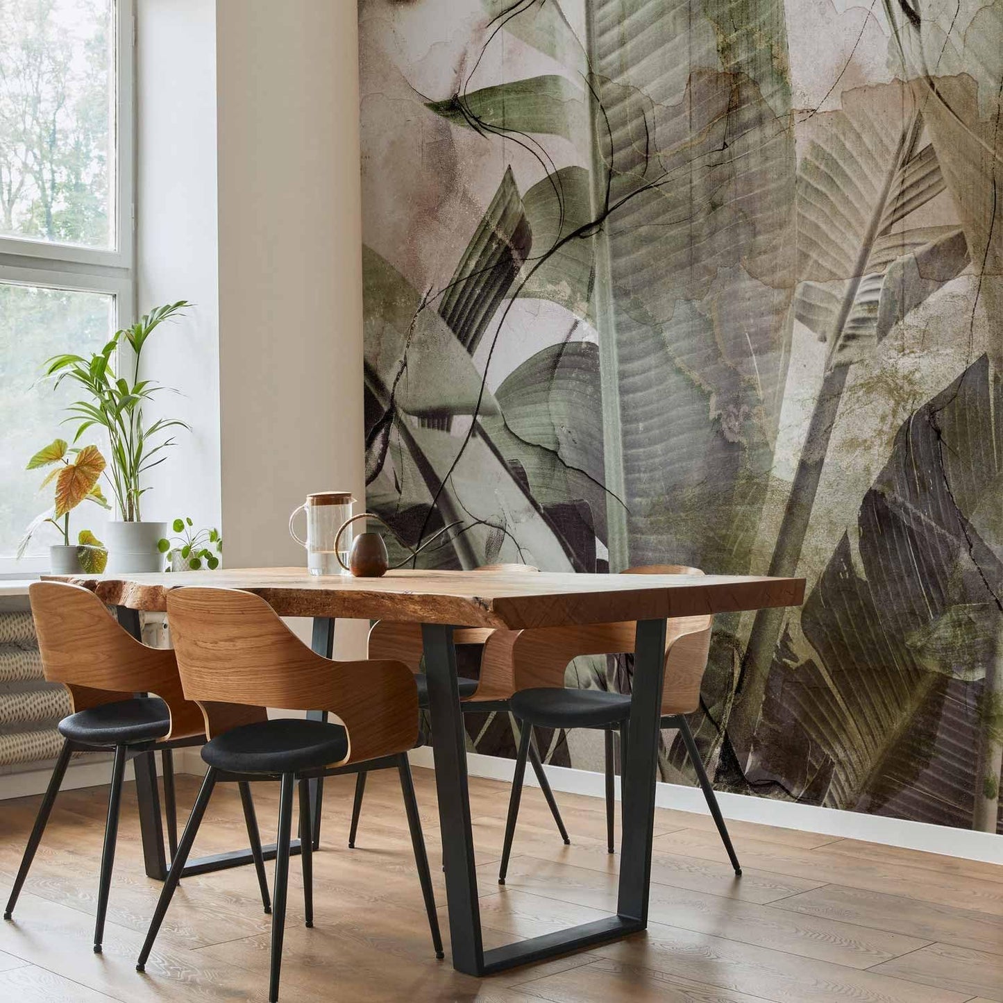 artgeist Wall Mural Tropical Leaves 98x69 in - XXL Non-Woven Wallpaper Fleece Wall Decor Photo Print Picture Image Design Plant Jungle Nature Like Painted b-C-0776-a-a