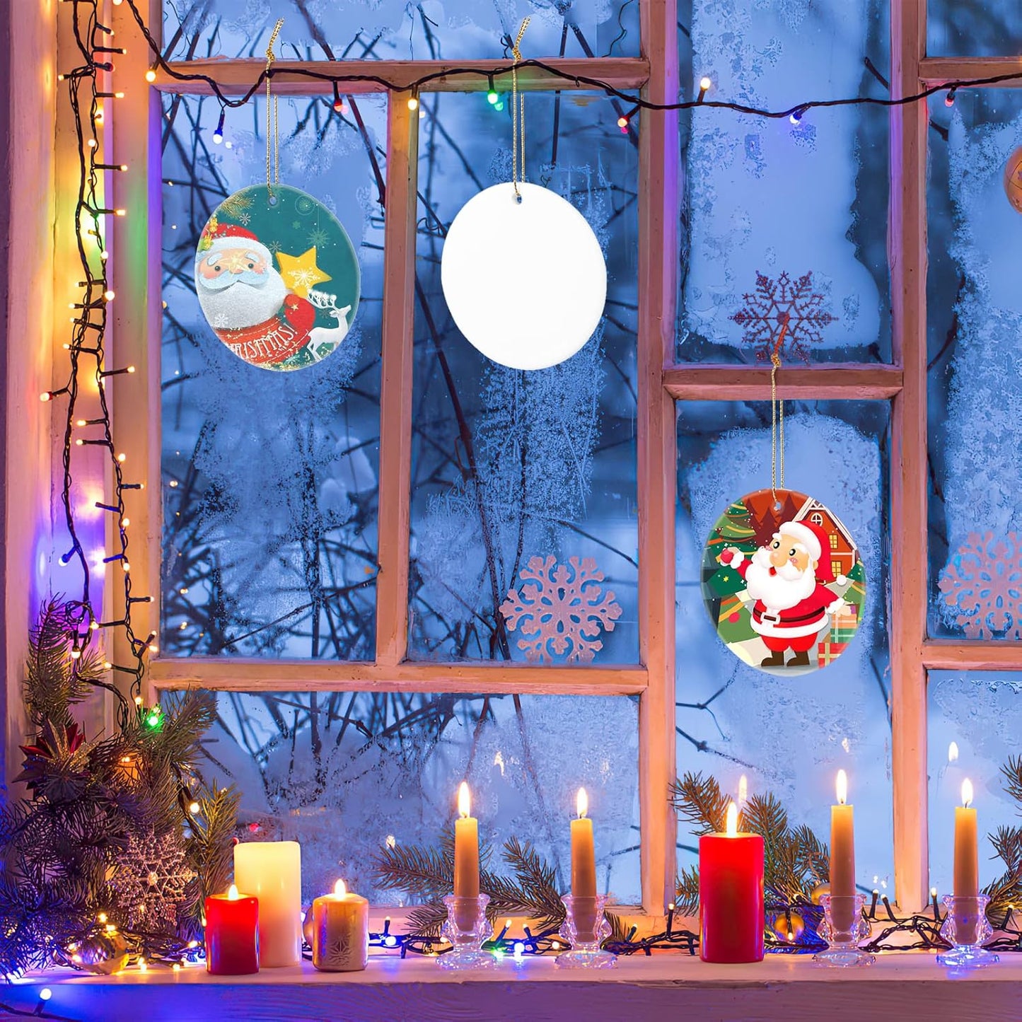 Sublimation Ornament Blanks Bulk 2.83 Inch Round Blank Ornament Discs with Gold String for Crafting DIY Personalized Xmas Tree Keepsake Crafts Gift 10 Pieces