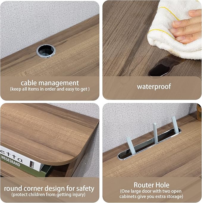 Pmnianhua Floating TV Shelf, 47'' Wall Mounted TV Stand Floating TV Console Media Entertainment Under TV Shelf for Bedroom Livingroom (Walnut)