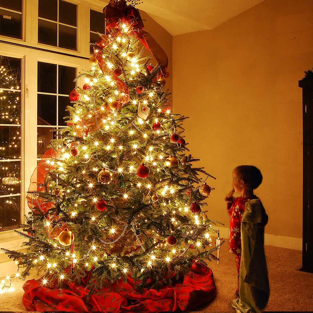 Brizled Mini Christmas Lights, 33ft 100 LED Christmas String Lights Connectable, UL Certified Energy Saving Xmas Tree Light for Indoor Outdoor Bedroom Wedding Party Xmas Tree Decoration, Warm White