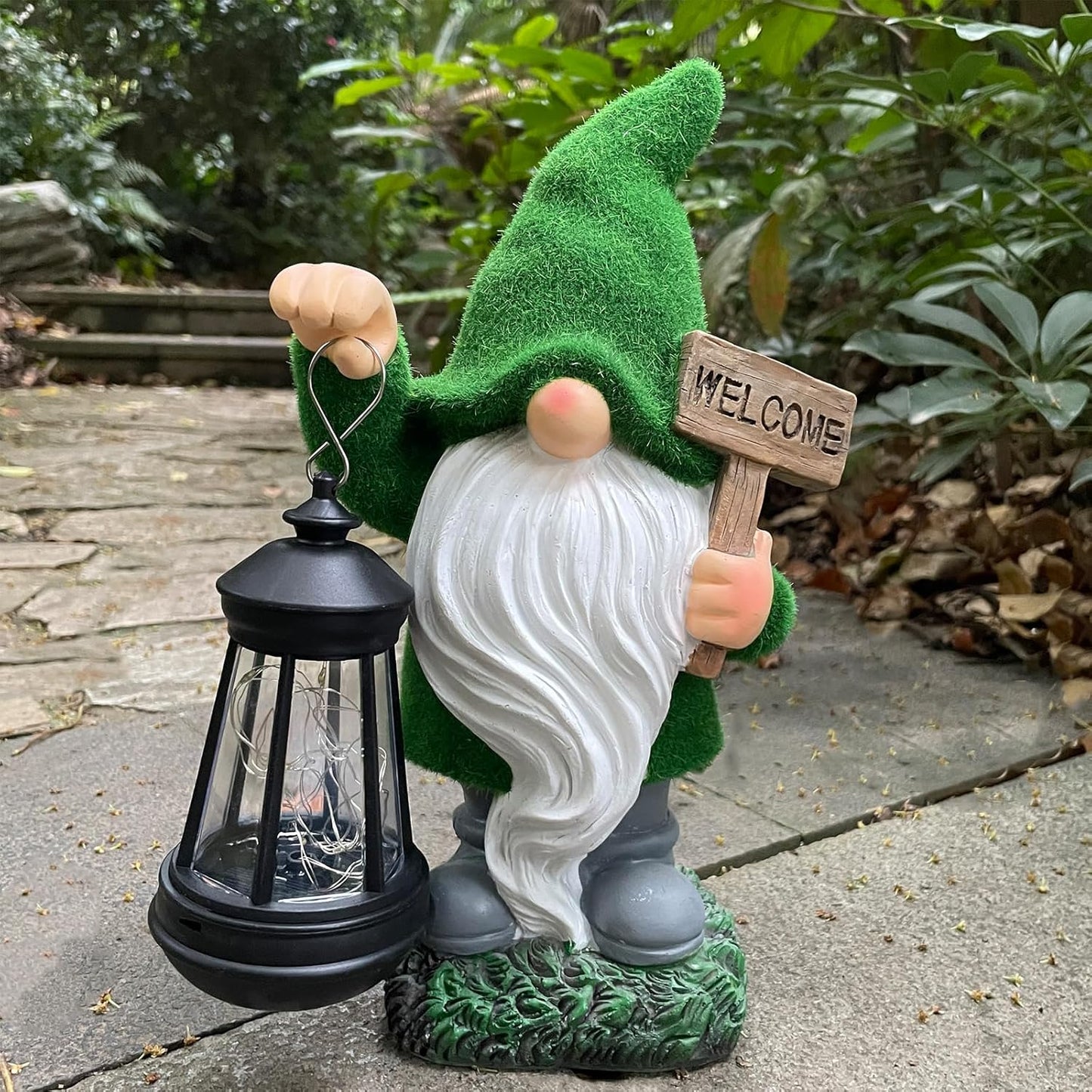 Solar Garden Statue Lights Gnome Figurine with Solar Light Outdoor Patio Lawn Yard Garden Decor for Women Mother's Day Housewarming Gifts