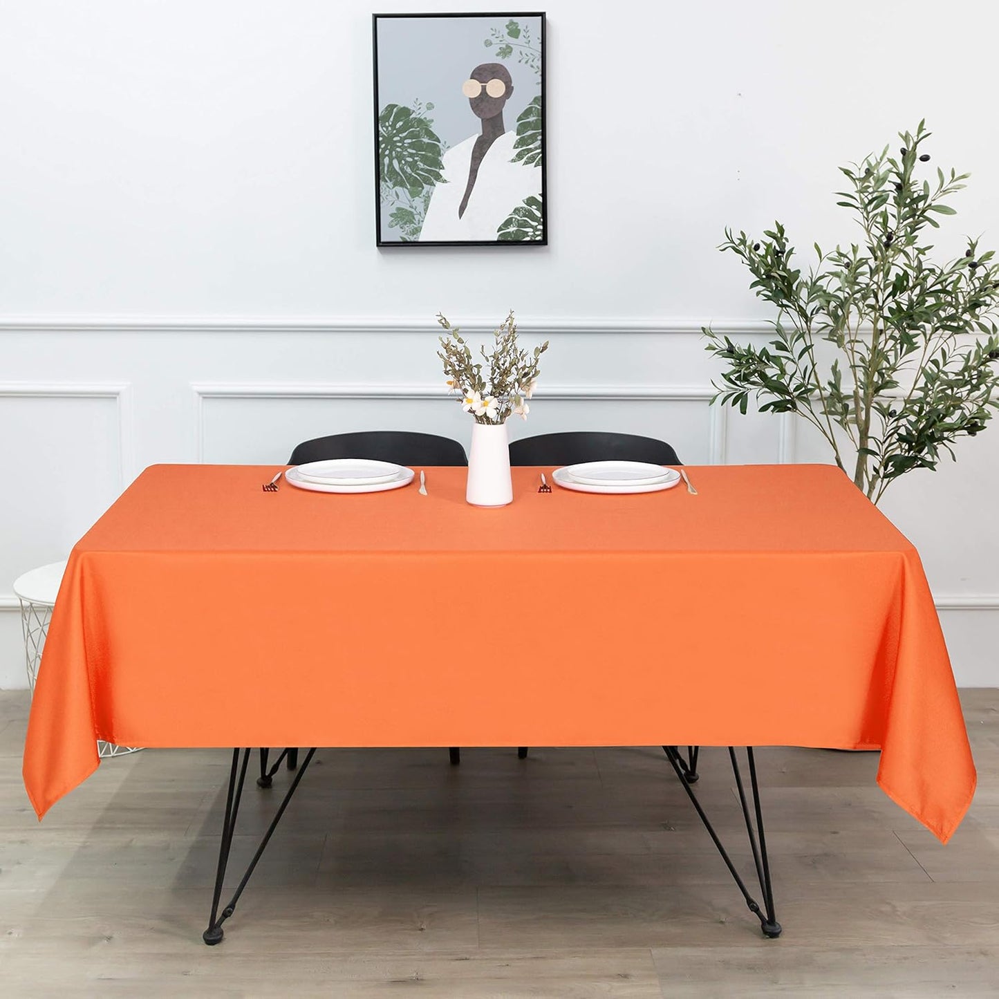 sancua Rectangle Tablecloth - 60 x 120 Inch - Stain and Wrinkle Resistant Washable Polyester Table Cloth, Decorative Fabric Table Cover for Dining Tables, Buffet Parties and Camping, Orange