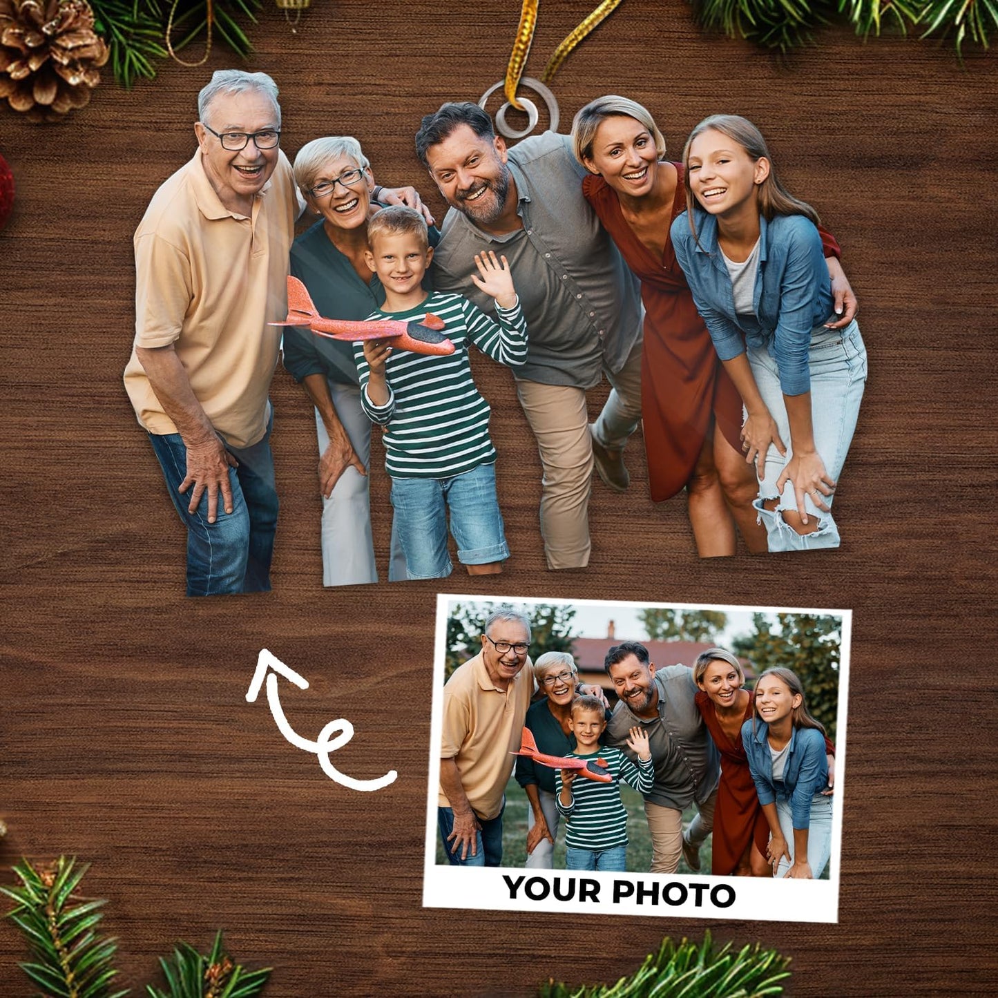 DOPTIKA Custom Photo 2D Acrylic Ornament 2025, Birthday Gifts for Family Members, Christmas Decor, Personalized Funny Family Ornaments for Christmas Tree Hanging, Gifts for Mom Dad