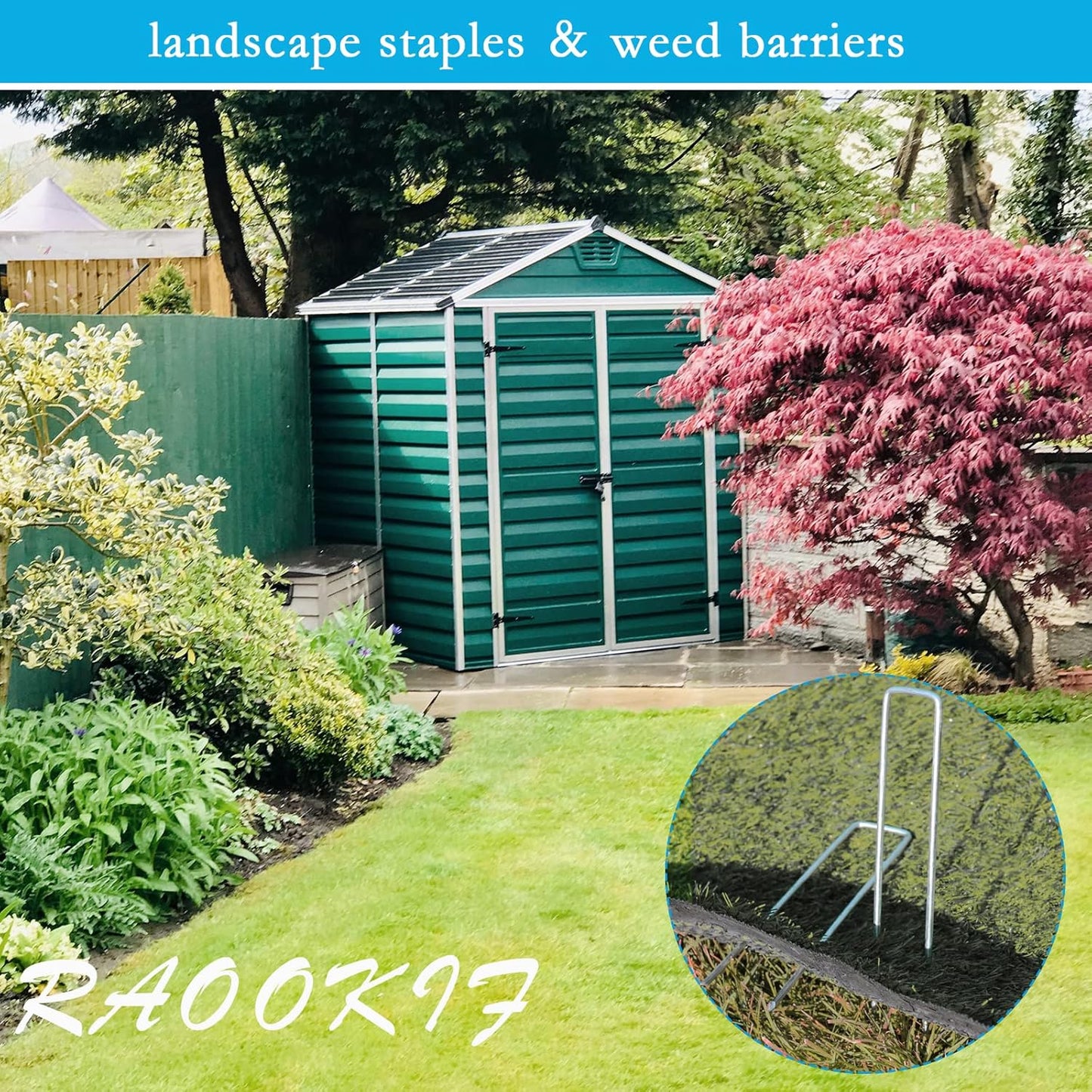 RAOOKIF 12 Inch Galvanized Garden Landscape Staples, 20/50/100/200Pcs Garden Metal Stakes, 11 Gauge Heavy Duty Ground Stakes for Decoration, Fence and Lawn Use, Fabric Pins (50, 12 Inch)