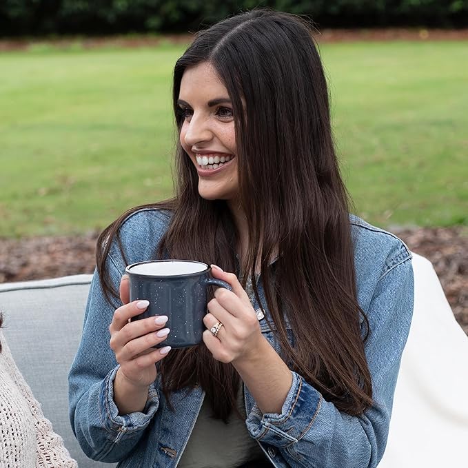 Set of 8 Ceramic Campfire Mugs – 15 Oz, Maroon – Coffee & Tea Cups for Home, Work, Travel, Camping – Customizable, Great for DIY, Events, Companies