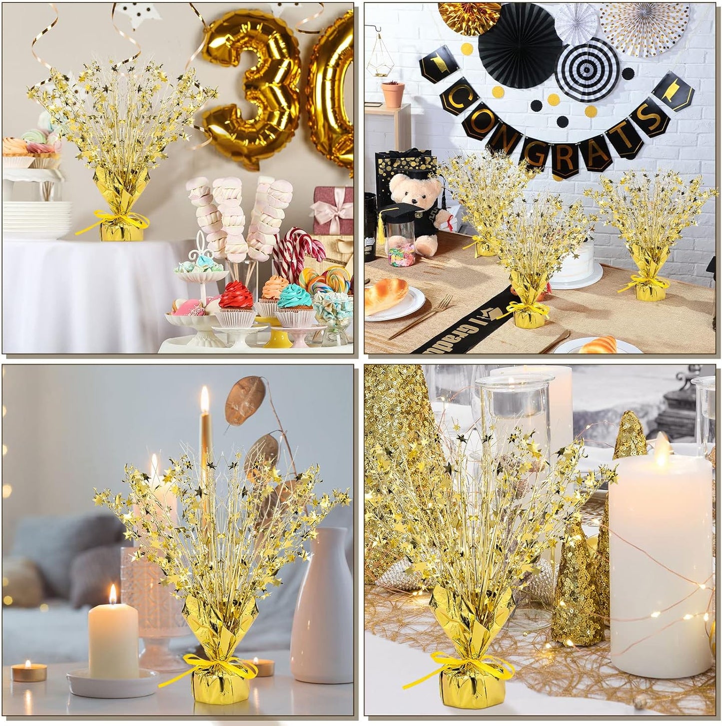 Crowye 18 Pieces Metallic Foil Spray Centerpiece Party Star Table Decoration Burst Metallic Table Centerpieces for Birthday Party Season Holiday(Gold)