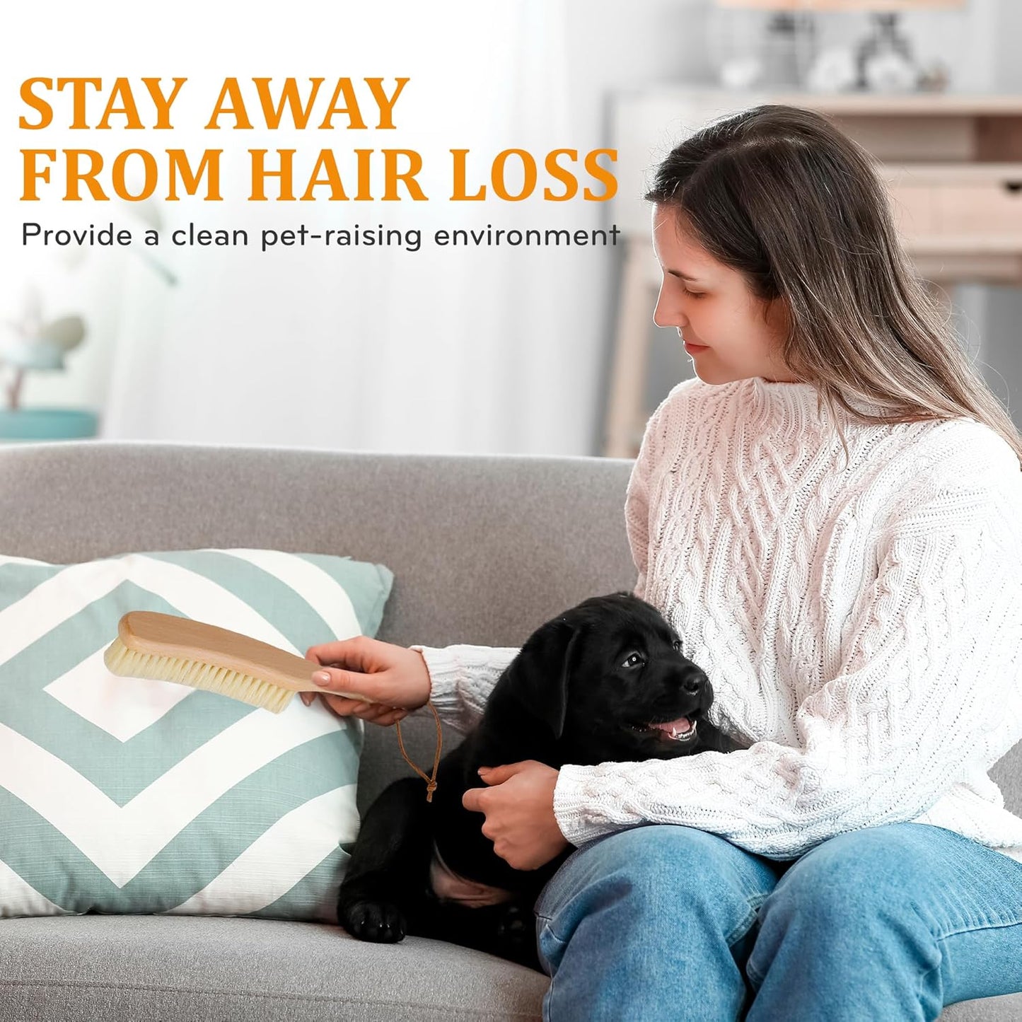 TAKAVU Clothes Brush Hat Brush, White Boar Bristle Lint Brush with Large Beech Wood Handle - Perfect for Pet Hair, Suits, Velvet, Cashmere, Wool, Suede, Shoe - Effective Lint Remover