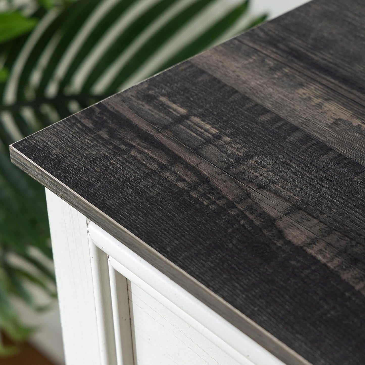 EnHomee White Dresser for Bedroom with 6 Drawer & 2 Doors,Wood Dressers & Chests of Drawers,Farmhouse TV Stand,Entryway,Antique White