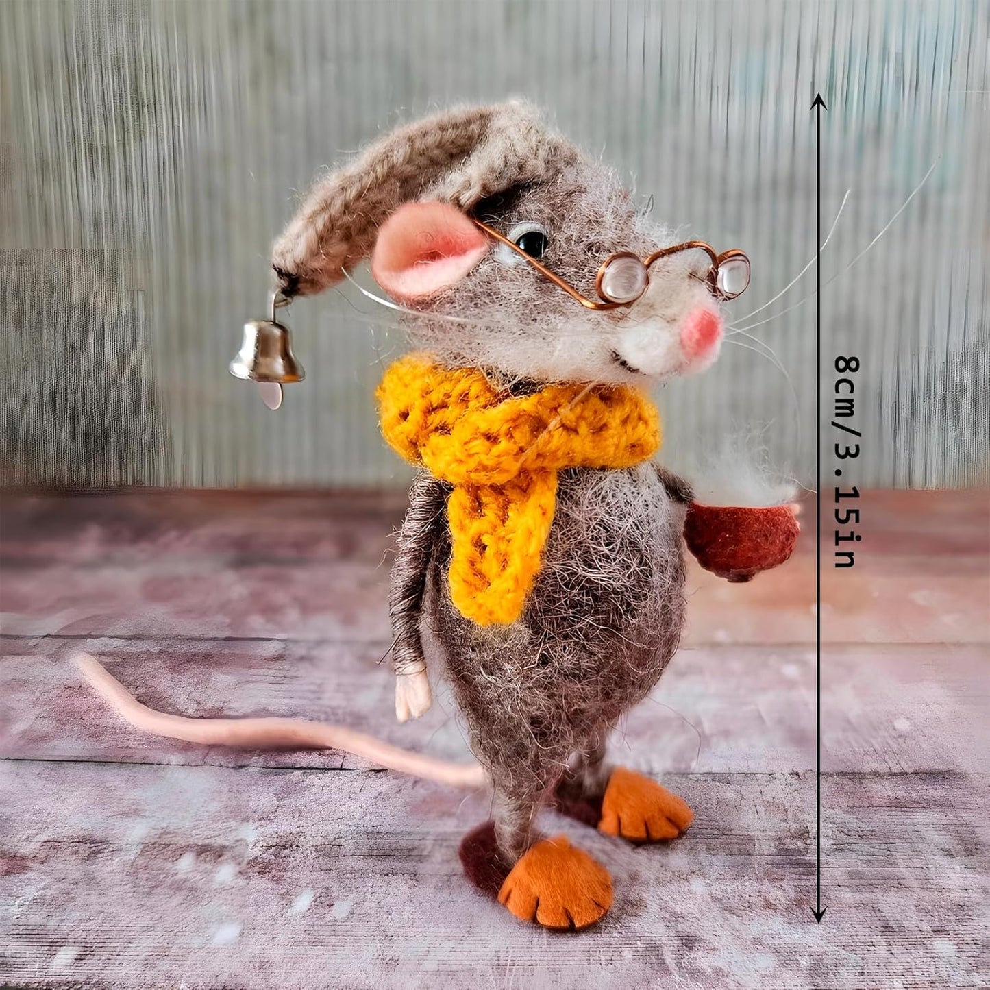 Felted Mouse, Cute Miniature Dollhouse Felt Mouse Ornament, Felt Wool Mice Figurine for Holiday Decor, Needle Felted Mouse Doll Decorations Festival Statue (Full of Christmas Spirit)