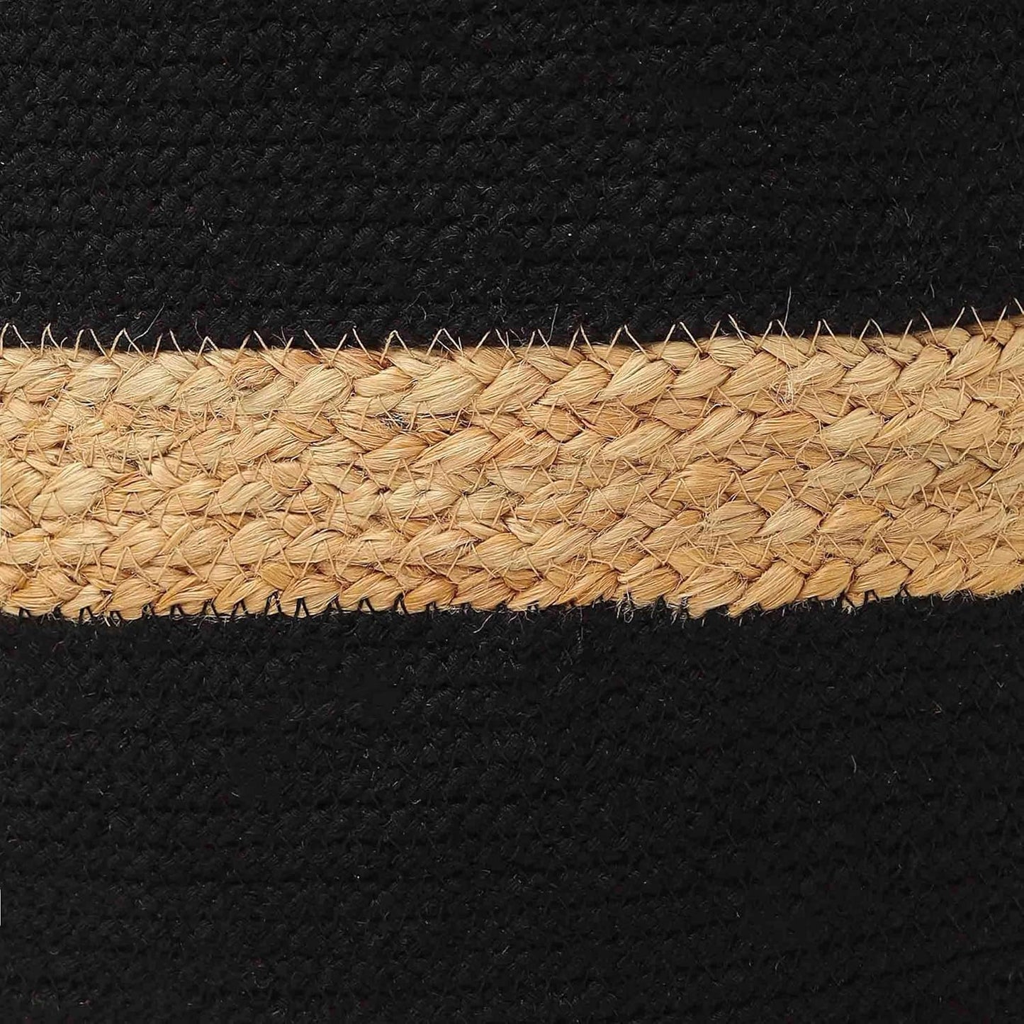 REDEARTH · Cylindrical Pouf Foot Stool Ottoman - Jute Braided Pouffe Poof Accent Sitting Footrest for The Living Room, Bedroom, Nursery, Patio, Lounge & Other Rooms (14.5”x14.5”x16”; Black Natural)