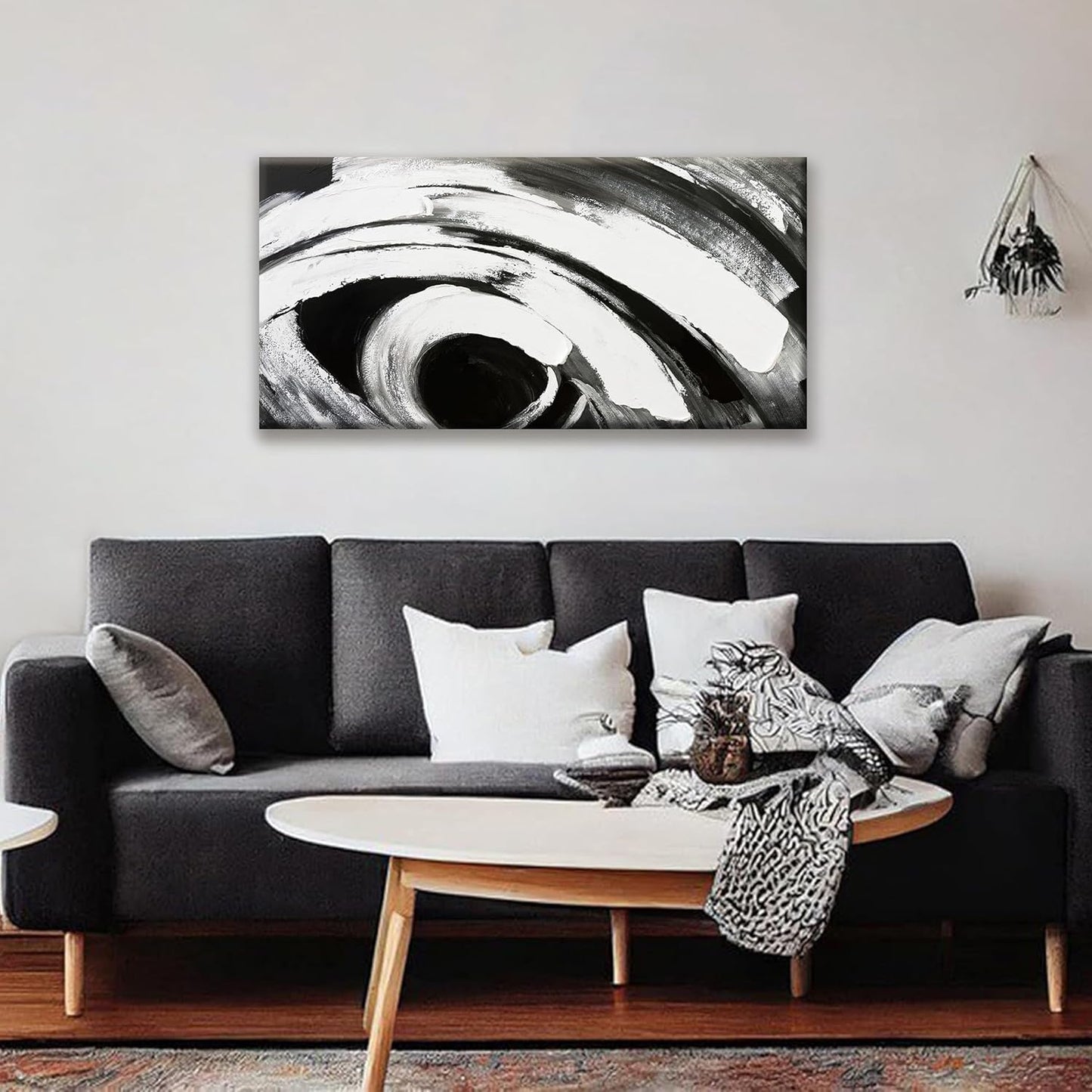 TAIJXAGSG Abstract Wall Art Black And White Wall Art Home Wall Decor Artwork Modern Canvas Art Wall Decor Painting Prints Pictures For Bedroom Office Artwork 20" X 40"