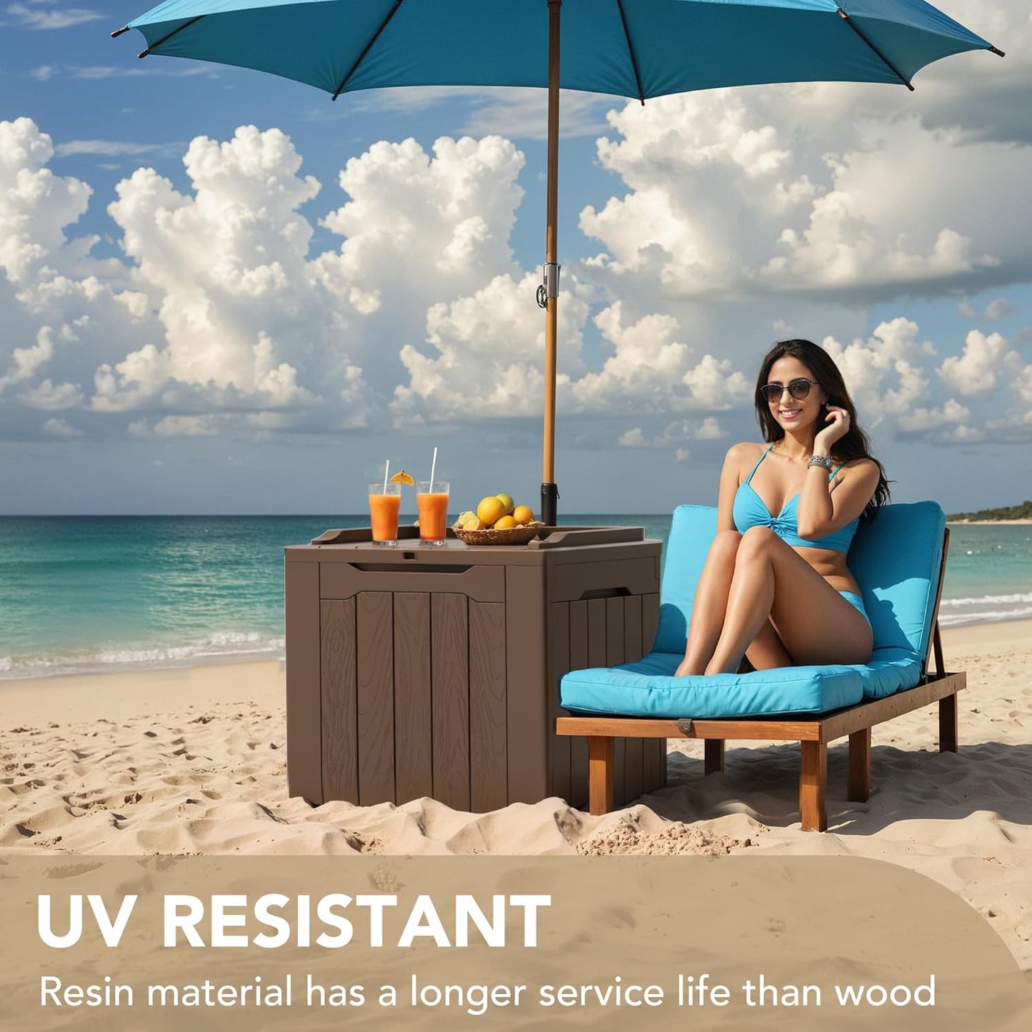 Devoko 30 Gallon Resin Deck Box Outdoor Indoor Waterproof Storage Box for Patio Furniture Pool Accessories Storage for Cushion Garden Tools (30 Gallon, Brown)