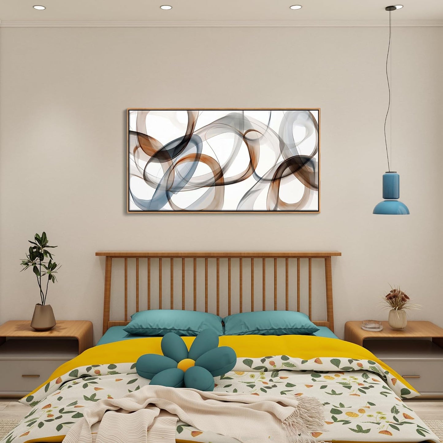 Abstract Wall Art - Framed Canvas Wall Art for Living Room, Bedroom, and Office - Minimalist Wood Wall Decor, Large Brown Art Prints, Kitchen bedroom wall art decor above bed