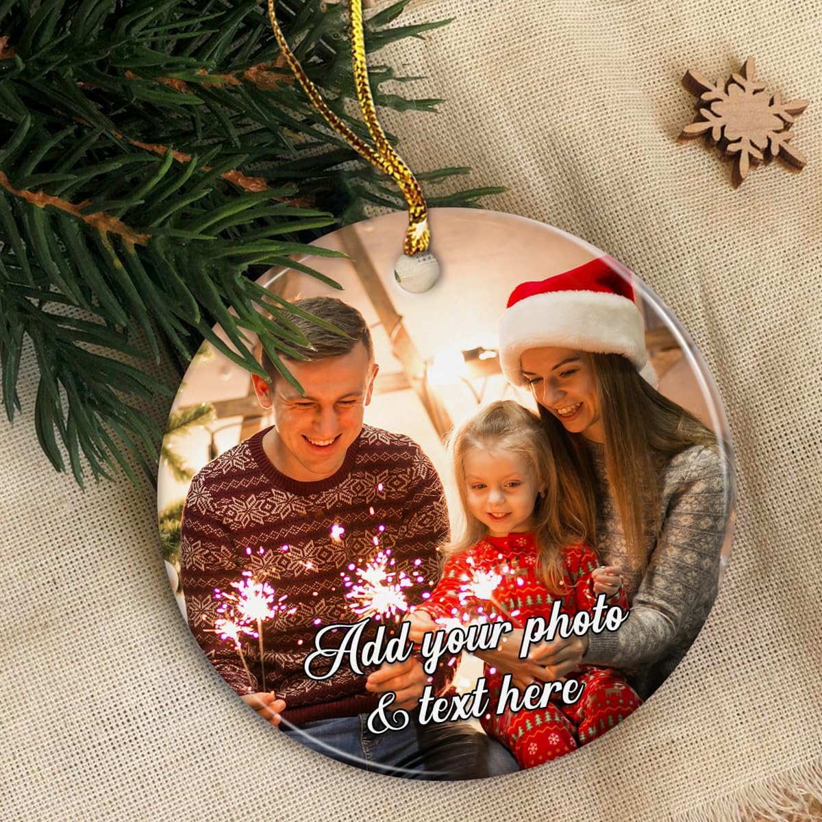 Personalized Christmas Ornament with Photo Picture Custom Ceramic Ornaments for Christmas Tree Create Your Own Ornament Keepsake Gifts Xmas Home Decorations