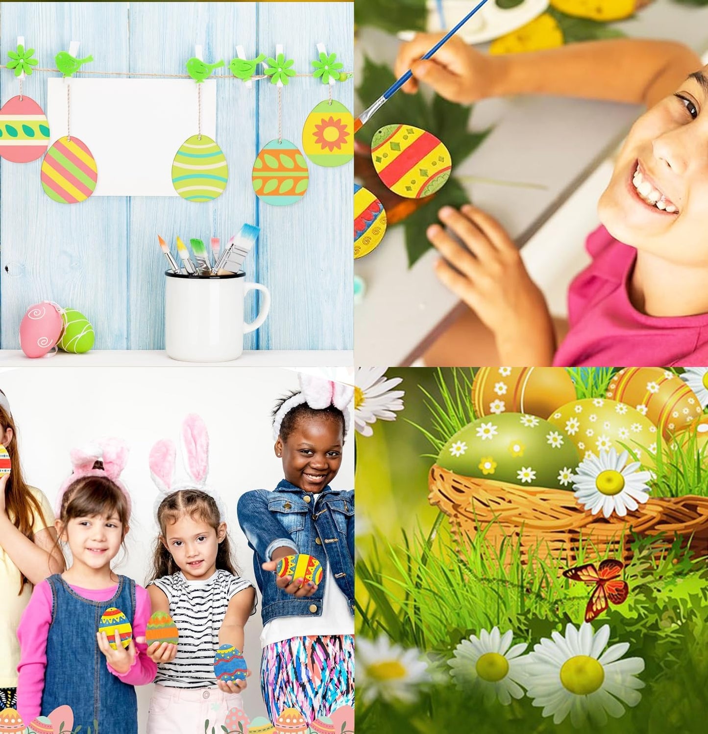 FCECOR 100PCS 4" Wooden Eggs for Crafts, Wooden Easter Eggs to Paint Wood Easter Eggs Slices DIY Crafts for Kids, Unfinished Wooden Ornaments Easter Wood Cutouts for Spring Easter Crafts, Party Decor