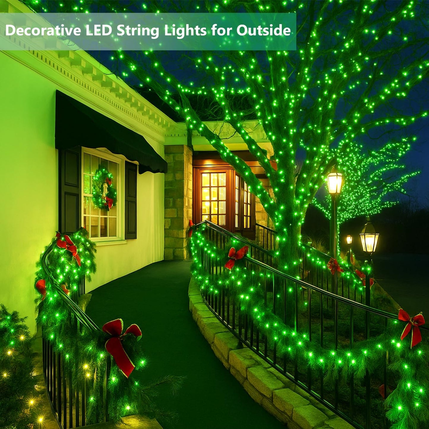 St. Patrick's Day Green Solar String Lights Outdoor, 2-Pack 72FT 400 LED Solar Fairy Lights, Copper Wire Twinkle Light for St. Patrick's Day Decorations Bedroom Party Garden Patio Tree (Green)