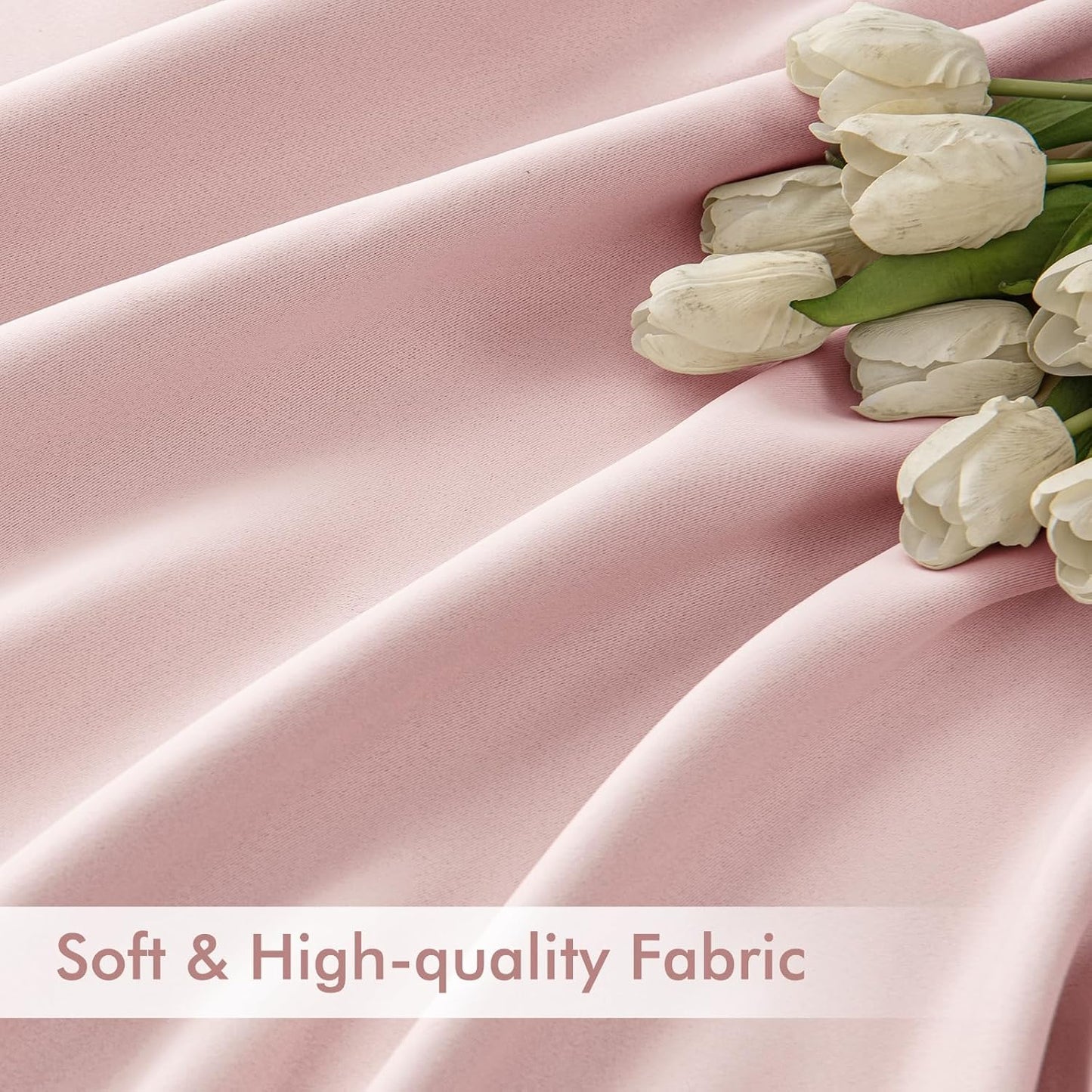 MIULEE Baby Pink Back Tab Blackout Curtains 84 Inch Length 2 Panels Set for Living Room Bedroom Privacy, Rod Pocket/Pinch Pleated Thermal Insulated Room Darkening Light Blocking Drapes, W72xL84