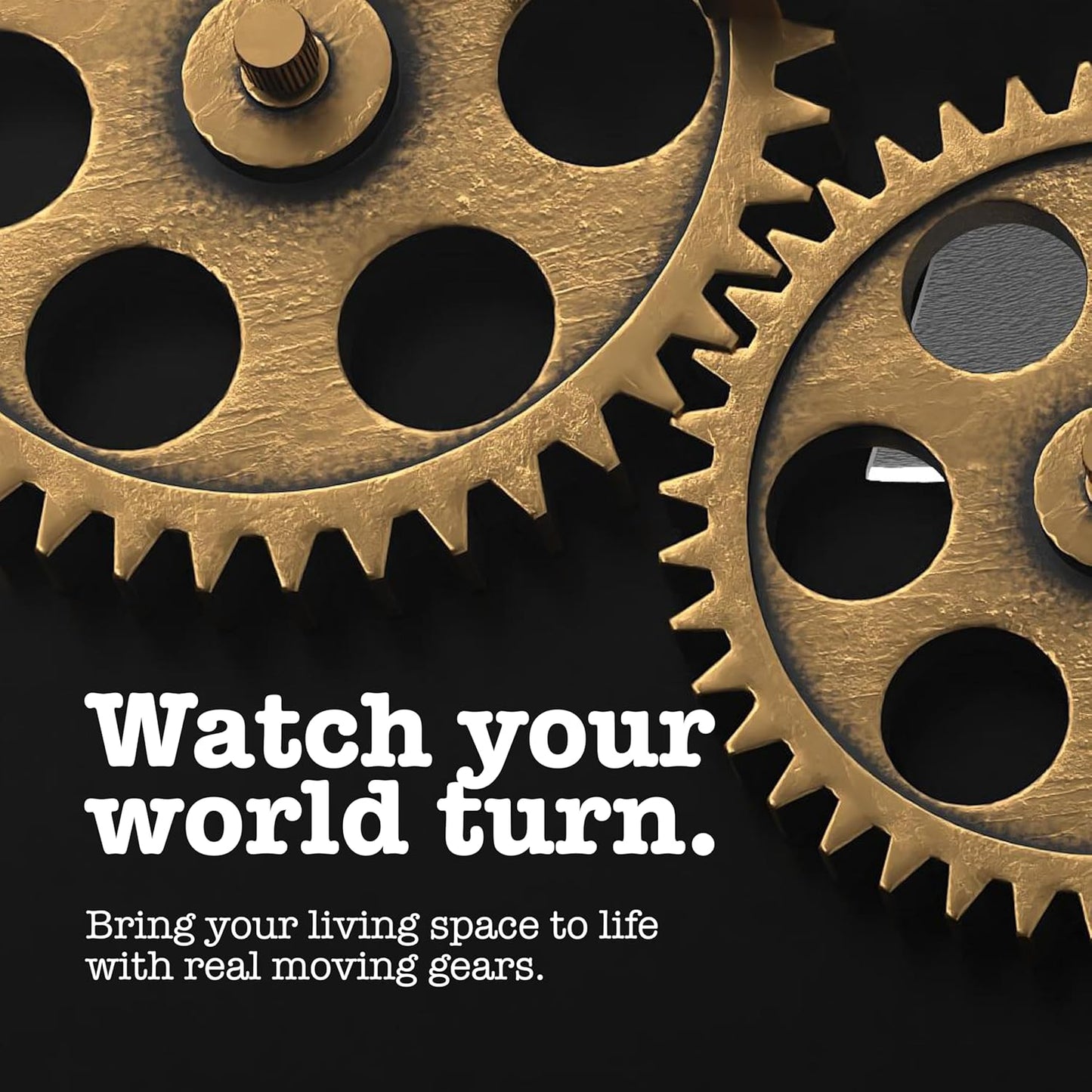 Driini 24 Inch Large Rustic Farmhouse Gear Clock with Moving Gears – Vintage Oversized Wall Clock with Iron Frame – Giant Industrial Steampunk Wall Clock for Living Room Décor (Walnut)