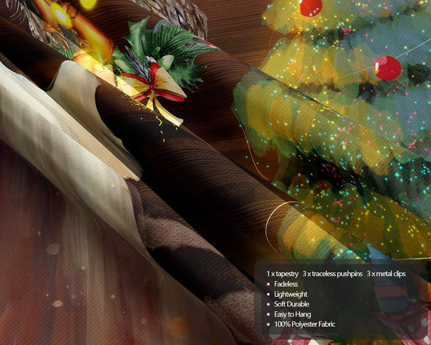 QGHOT Christmas Tapestry Wall Hanging Christmas Tree Backdrop Cute Ghost Wall Decor Xmas Holiday Tapestries for Kids Bedroom Living Room Dorm Party Decoration, Extra Large