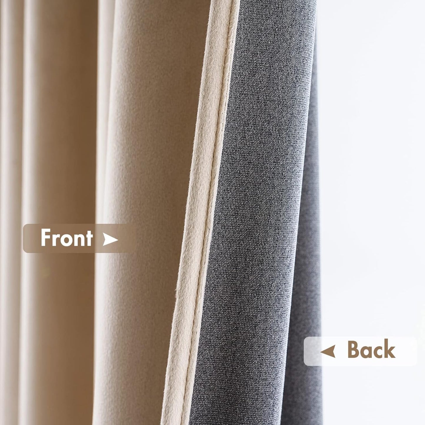 MIULEE Camel Beige Velvet Curtains Thermal Insulated Blackout Curtain Drapes for Bedroom Living Room Darkening 96 Inches Long Curtains Panels Rod Pocket Set of 2