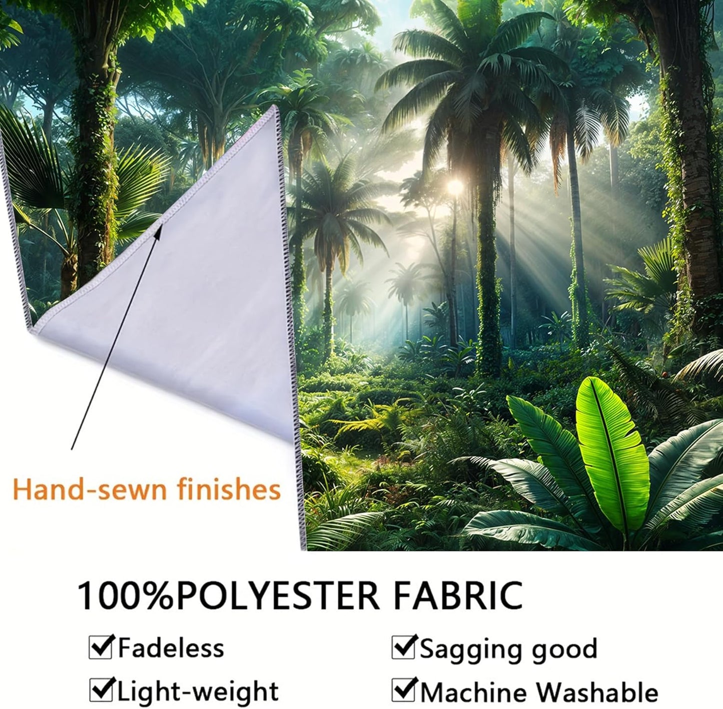 BSFHH Nature Tapestry Forest Tree Sea Cave Wall Hanging, Stream Through Rainforest Landscape Wall Art Tapestry for Bedroom Living room (Rainforest, 90"×70", Unframed)