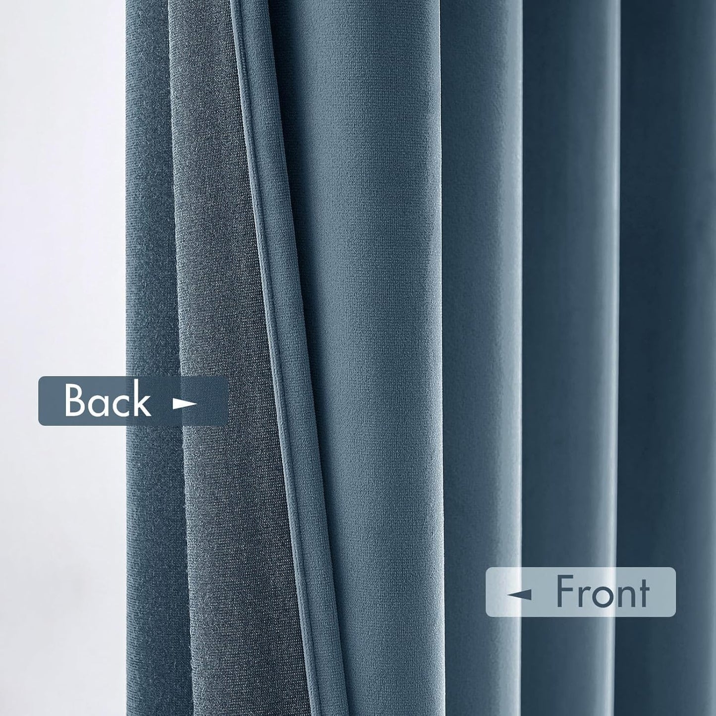 MIULEE Dark Slate Velvet Curtains Thermal Insulated Blackout Curtain Drapes for Bedroom Living Room Darkening 96 Inches Long Curtains Panels Rod Pocket Set of 2