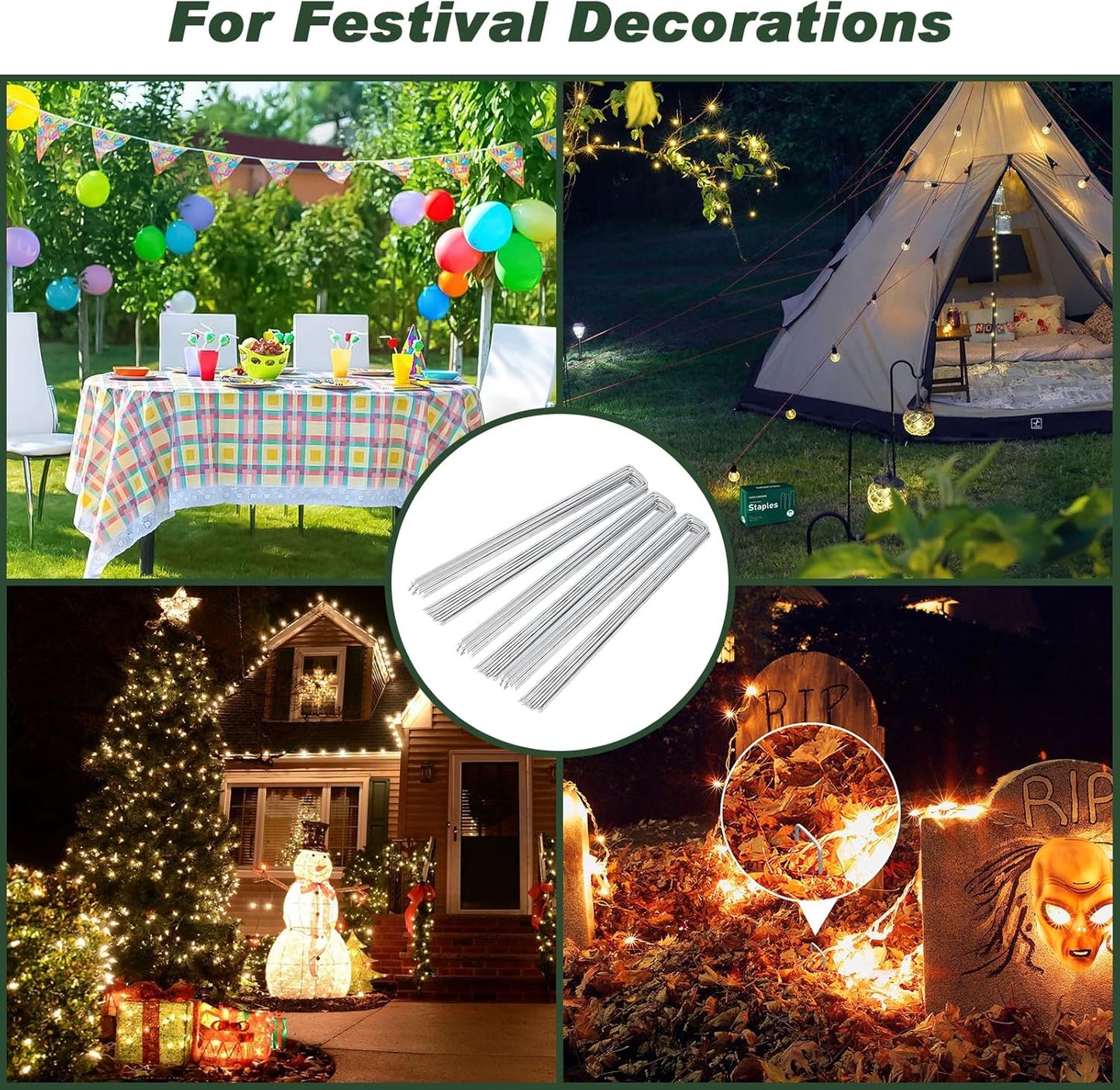 FEED GARDEN 6 Inch 25 Pack Galvanized Landscape Staples 11 Gauge Turf Garden Stakes Tent Stakes Landscaping Fabric SOD Pins Yard Stakes for Weed Barrier Fabric