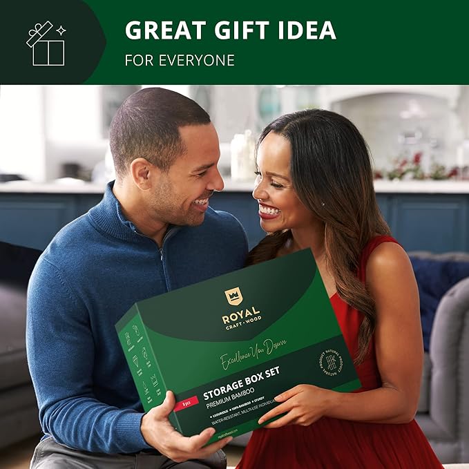 ROYAL CRAFT WOOD Bamboo Jewelry Organizer Box & Chests Set - Versatile Storage Solution for Makeup, Jewelry, and Bathroom Essentials (8 Boxes)