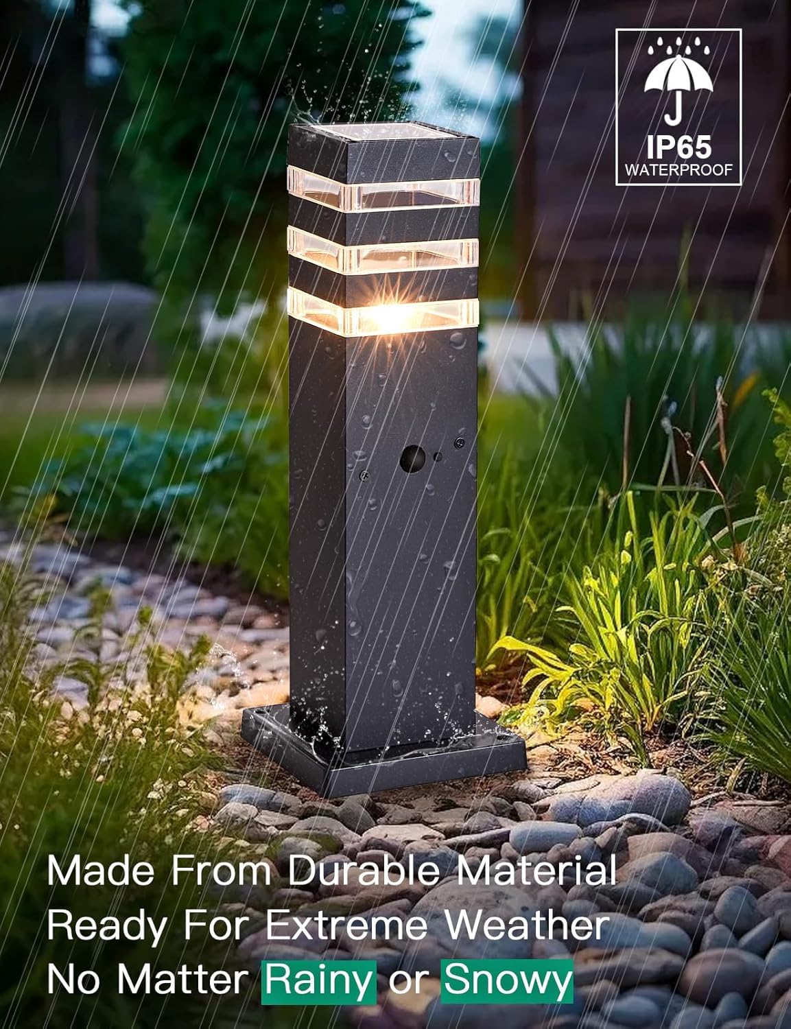 Motion Outdoor Pathway Lights Black E26 Outside Landscape Path Lamp Dusk to Dawn Exterior Floor Light Modern Landscape Sideway Lighting Waterproof Aluminum Exterior Pillar Lamp for Patio Yard Garden