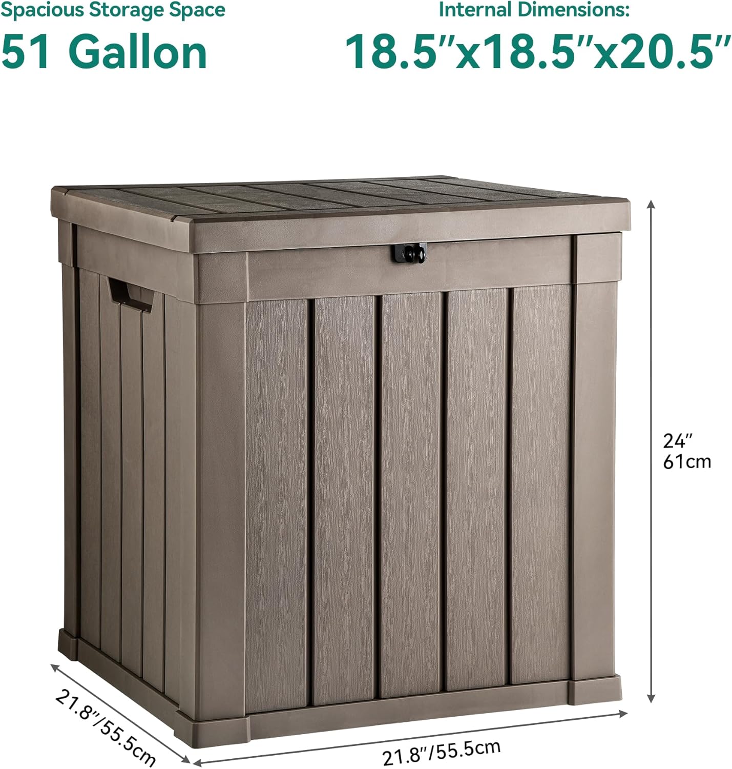 YITAHOME 51 Gallon Outdoor Storage Deck Box, Waterproof Resin Package Delivery and Storage Box with Lockable Lid for Patio Furniture Cushions, Pool Accessories, Garden Tools, Taupe