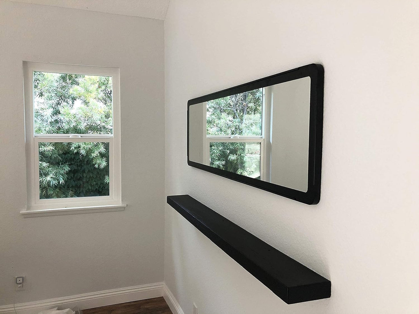 joelsantiques 60 Inch Wooden Floating Shelves for Wall - 60x8x2 in - Made of Natural Wood - Long Wall Shelves for Bedroom - Perfect for Living Room, Kitchen - Made in USA - Black