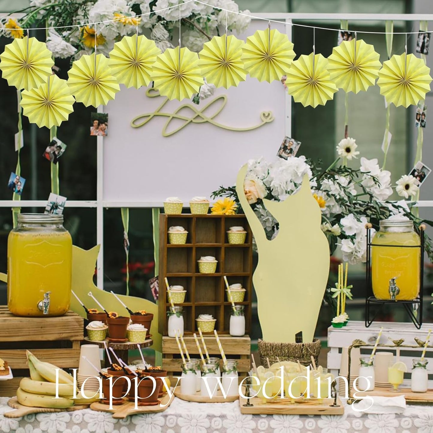 Yellow Hanging Paper Fans,Yellow Accessories Paper Decorations for Party,Color Party Decorations,Bee Themed Classroom Decor,12in Hanging Paper Fans 30 Color DIY Set (Light Yellow)