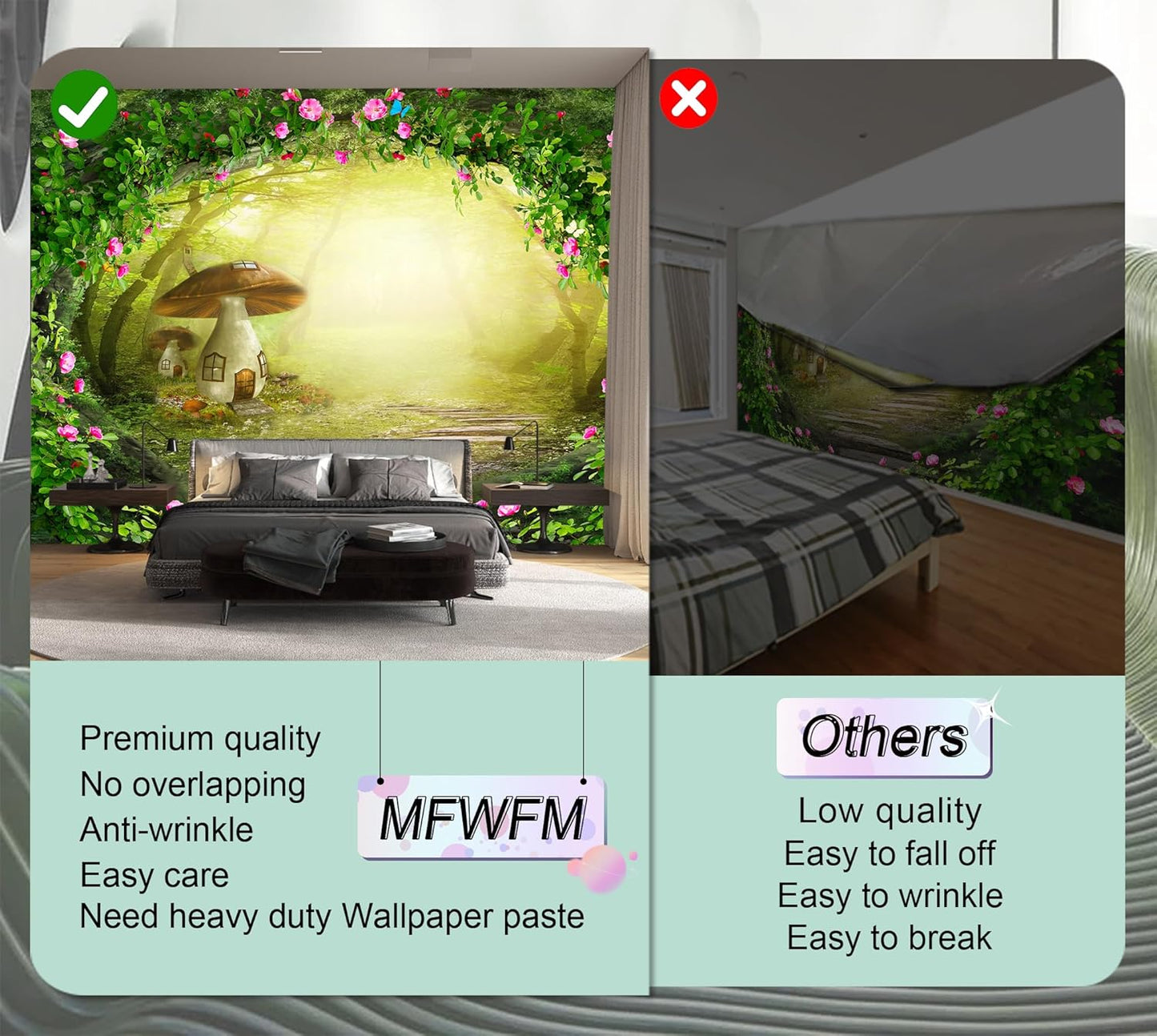 Enchanted Forest Wallpaper Fantasy Magical Forest Wall Mural Landscape Nature Wallpaper for Living Room Bedroom(Not Peel n' Stick)