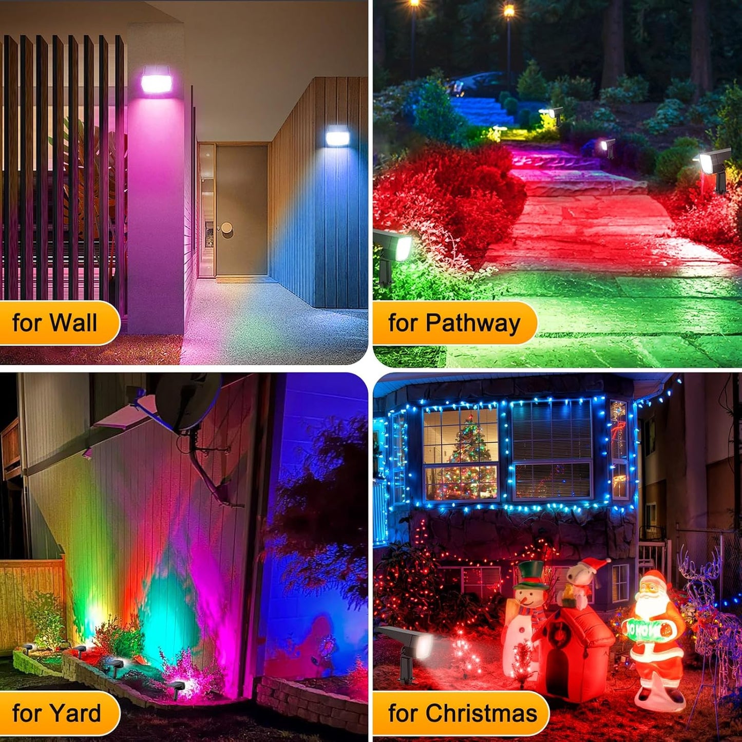 Fabrito Solar Color Changing Lights Outdoor, 9 Color Modes Landscape Spotlights, Dusk to Dawn Solar Powered Spot for Outside, Solar Garden Lights for Yard, Pathway, Tree 10 Pack (Multicolor)