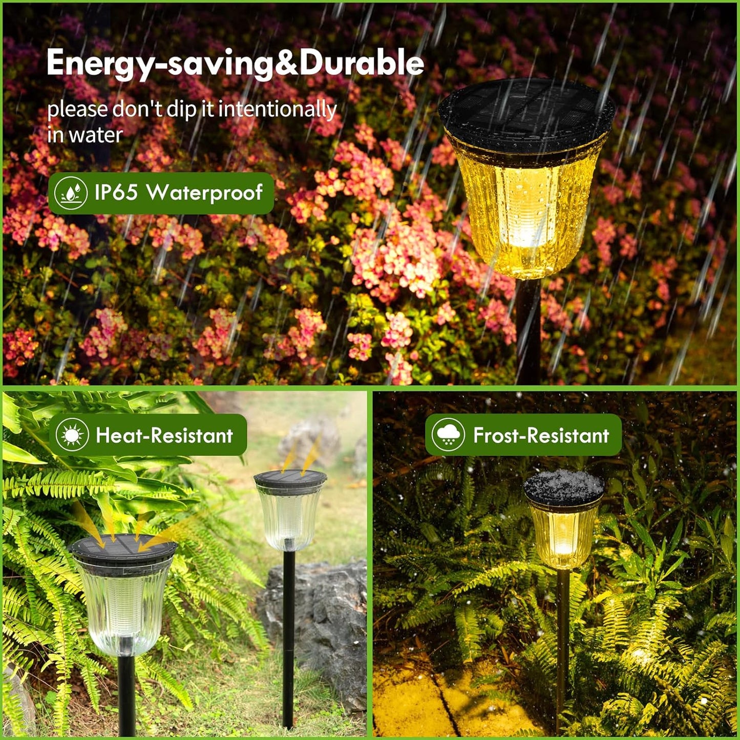 Solar Pathway Lights, 6 Pack 200 Lumens Super Bright Solar Lights Outdoor Waterproof with 2 Lighting Modes, Auto On/Off Outdoor Solar Lights for Yard, Walkway, Lawn, Driveway, Path,Outside