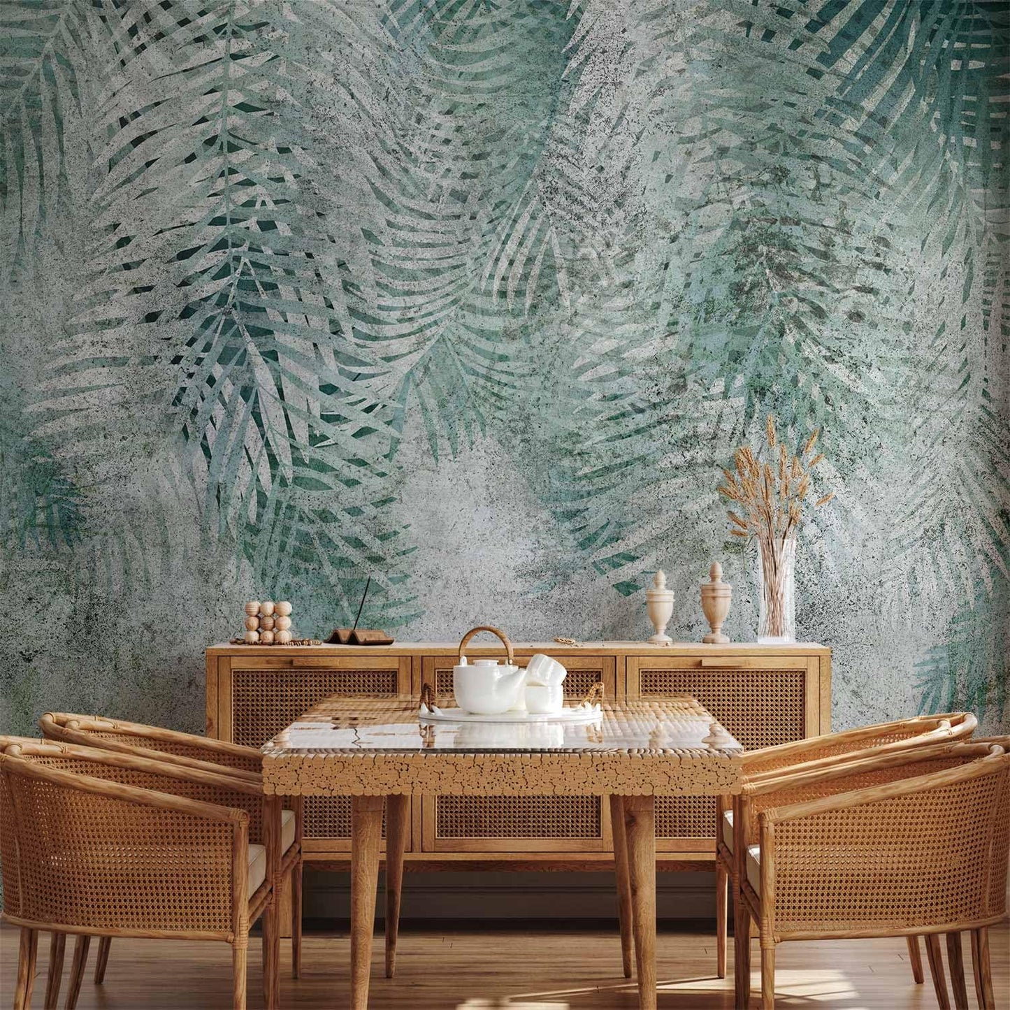 artgeist Wall Mural Leaves 177x124 in - XXL Non-Woven Wallpaper Fleece Wall Decor Photo Print Picture Image Design Nature Botanical Plants Palm Abstract b-C-0861-a-a