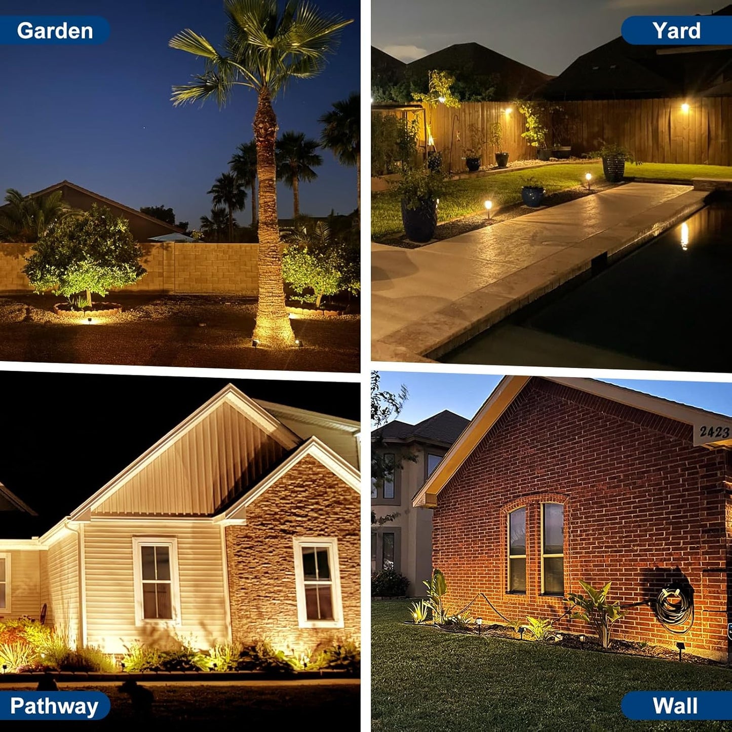 Solar Spot Lights Outdoor, 6 Pack Outdoor Solar Lights for Yard Waterproof, 4 Lighting Modes Solar Landscape Spotlights, Auto On/Off Solar Powered Flood Lights Garden Pathway (Warm White)