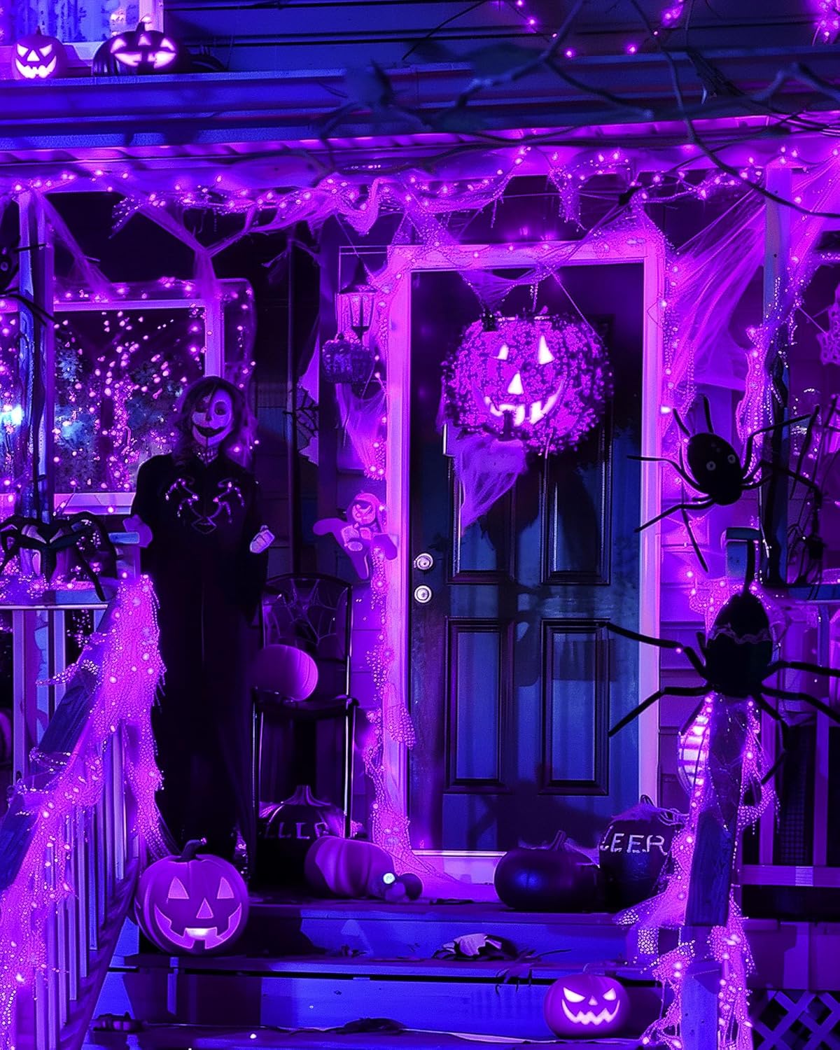 Fairy Lights Battery Operated, Twinkle String Lights Waterproof Silver Wire 5 Feet 60 Led Firecracker Starry Lights for DIY Wreath Home Party Bedroom Mason Jar Indoor Halloween Decoration, Purple