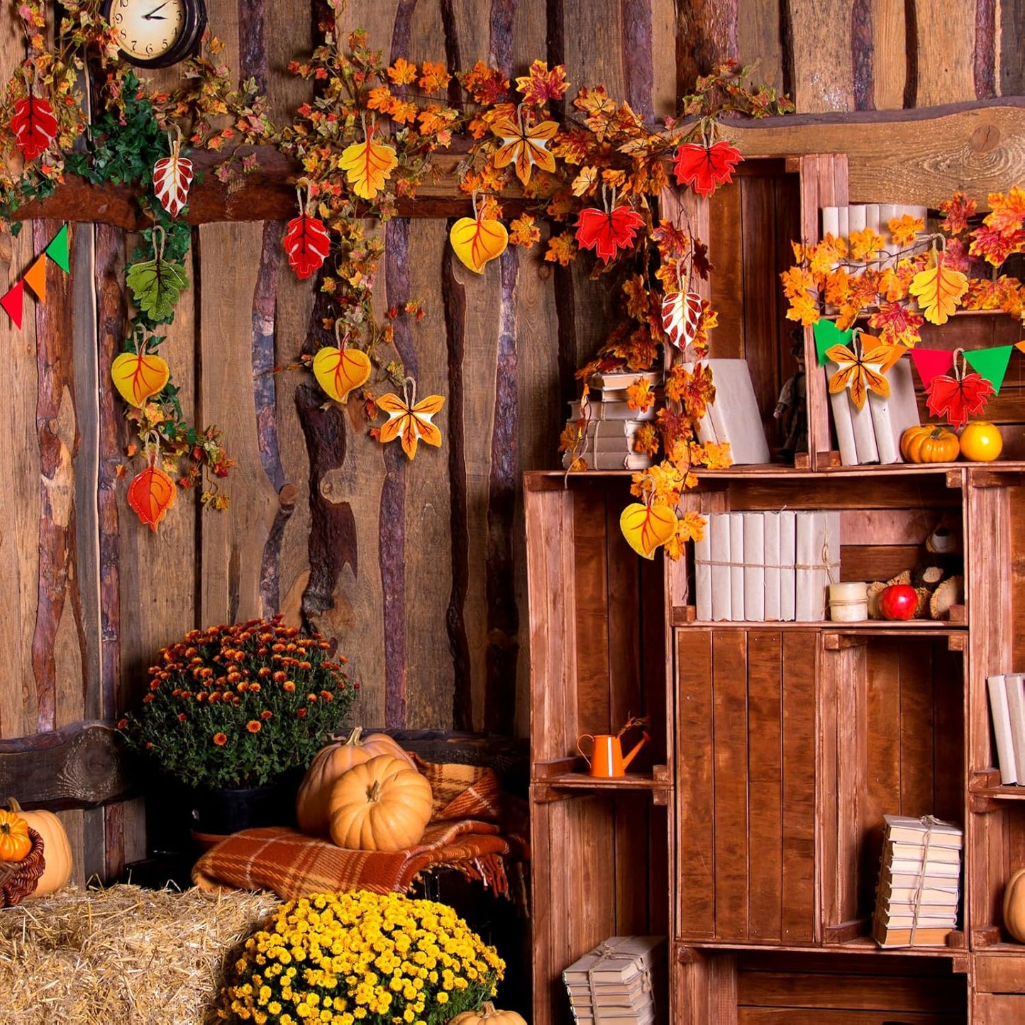 24 Pcs Fall Tree Ornaments Thanksgiving Tree Decoration 3D Felt Maple Leaf Pumpkin Hanging Ornaments for Farmhouse Harvest Autumn Fall Decorations(Maple Leaf)