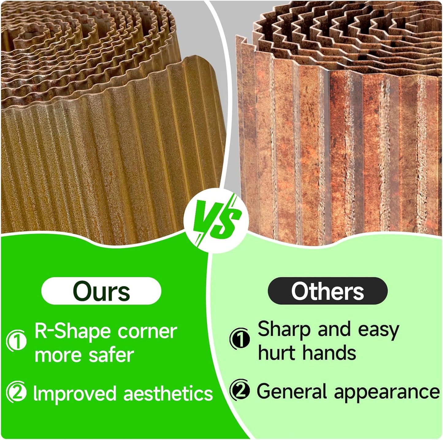 Corrugated Garden Edging, 10"×10Ft Pre-Rusted Landscape Edging & Lawn Edging Border, Metal Garden Border for Flower Beds, Garden,Lawn,Raised Beds & Tree Surrounds