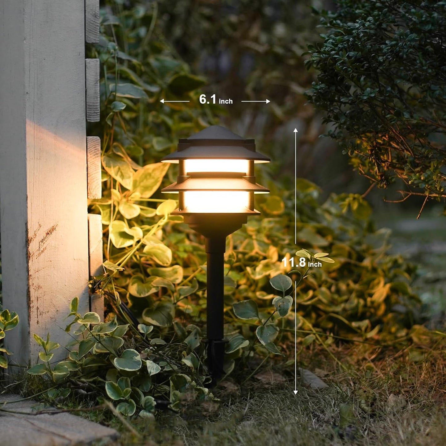 GOODSMANN Landscape Lighting 8PK Pathway Lights Low Voltage 2.2 Watt LED 12V AC Landscape Lights 30 Lumen Warm White with Cable Connectors Metal Stakes 9122-21102-08A