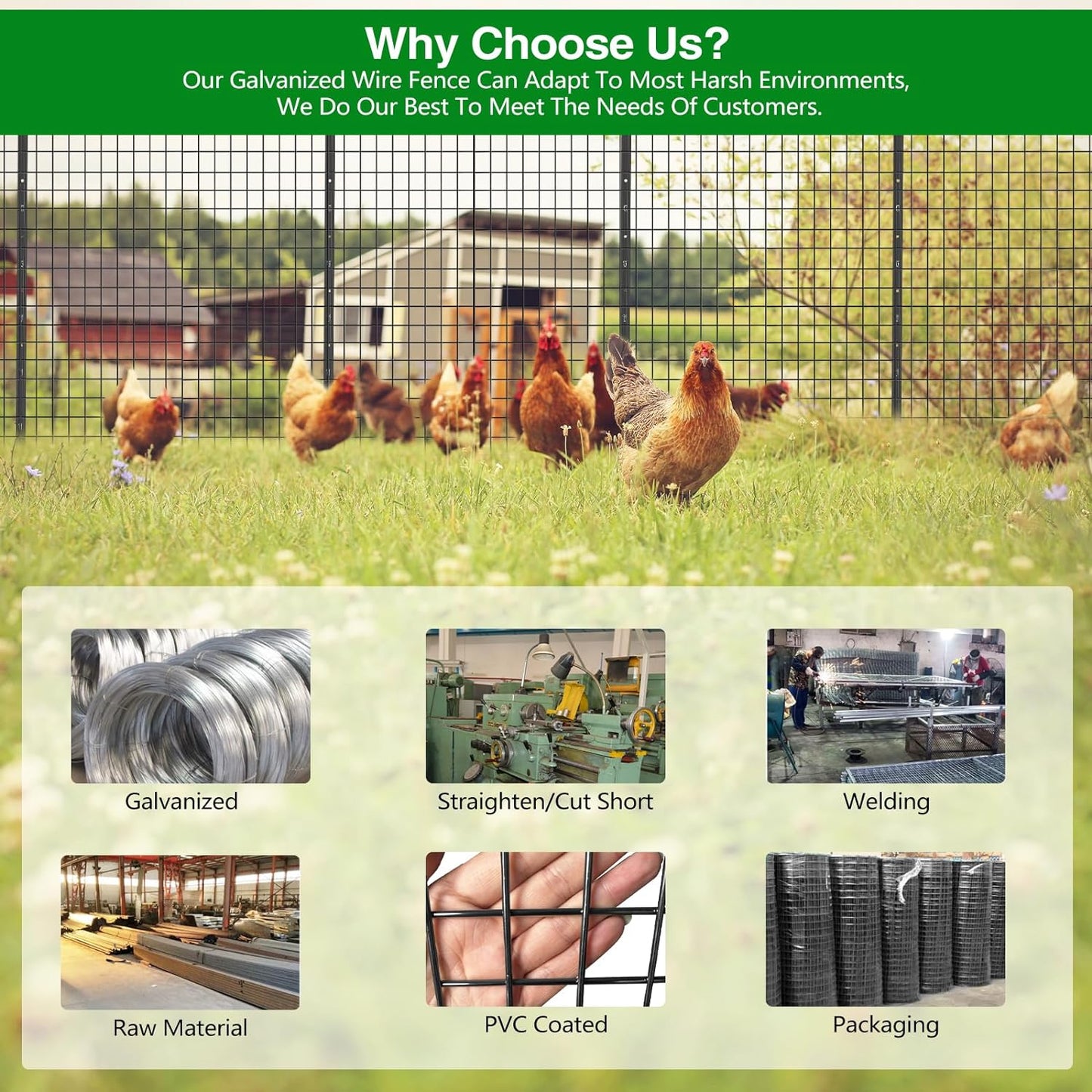 Wire Fence, 48 in(H) X 50 ft(L) PVC Coated Welded Wire Fencing 2" X 2" 16GA Garden Border Vinyl Metal Chicken Wire Fencing Mesh Roll for Yard Vegetable Plant Protection Poultry Netting Black